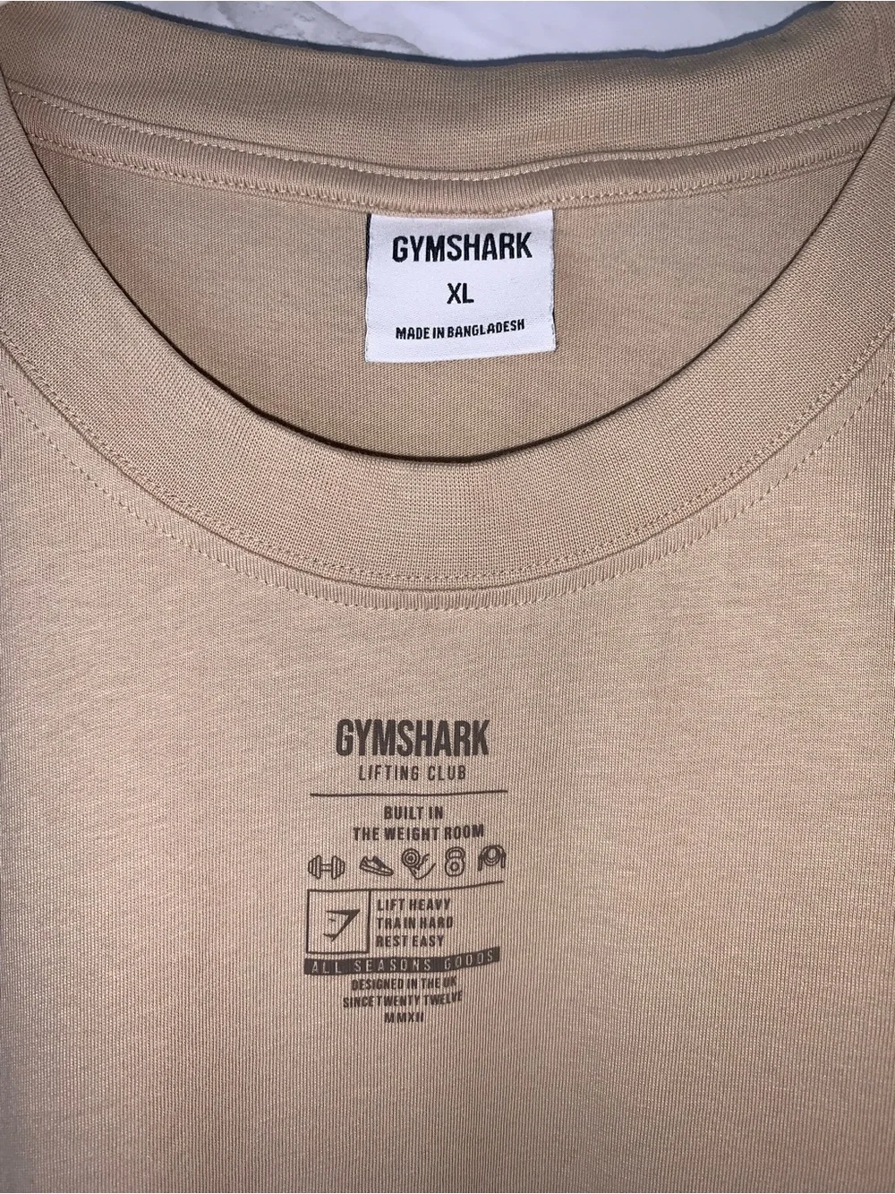 GYMSHARK Women’s XL Minimal Oversized T-Shirt Lifting Club Tan - Picture 13 of 14